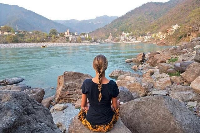 Meditation beside the Ganges in Rishikesh